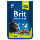 Пауч с агнешко месо Brit premium cat pouches Lamb for Sterilized походящ за котки с надормено тегло или кастрирани